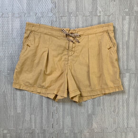 Hei Hei Shorts Women 6 Curry Linen Blend Pleated Pocket Drawstring Anthropologie - Picture 2 of 11